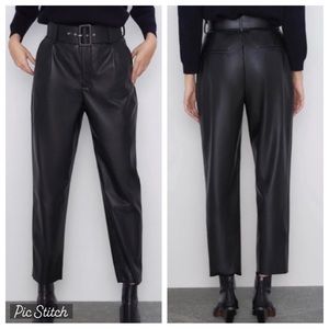 ZARA | Faux Leather Belted Pants